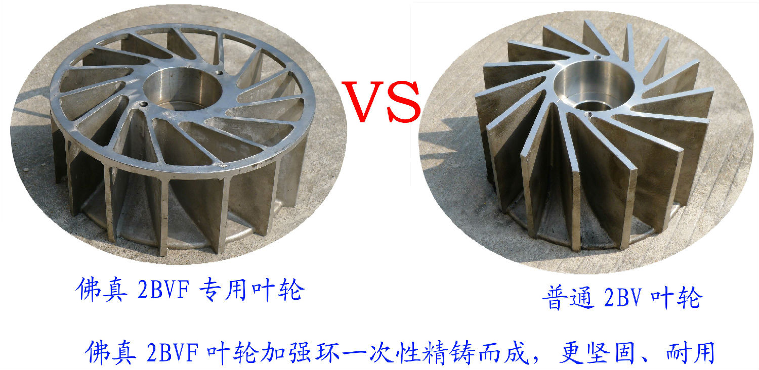 2BVF水环式真泵叶轮采用一次性精铸加强环，使水环式真空泵更坚固、耐用